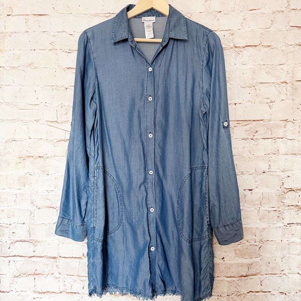 Tommy Bahama boyfriend chambray shirt dress